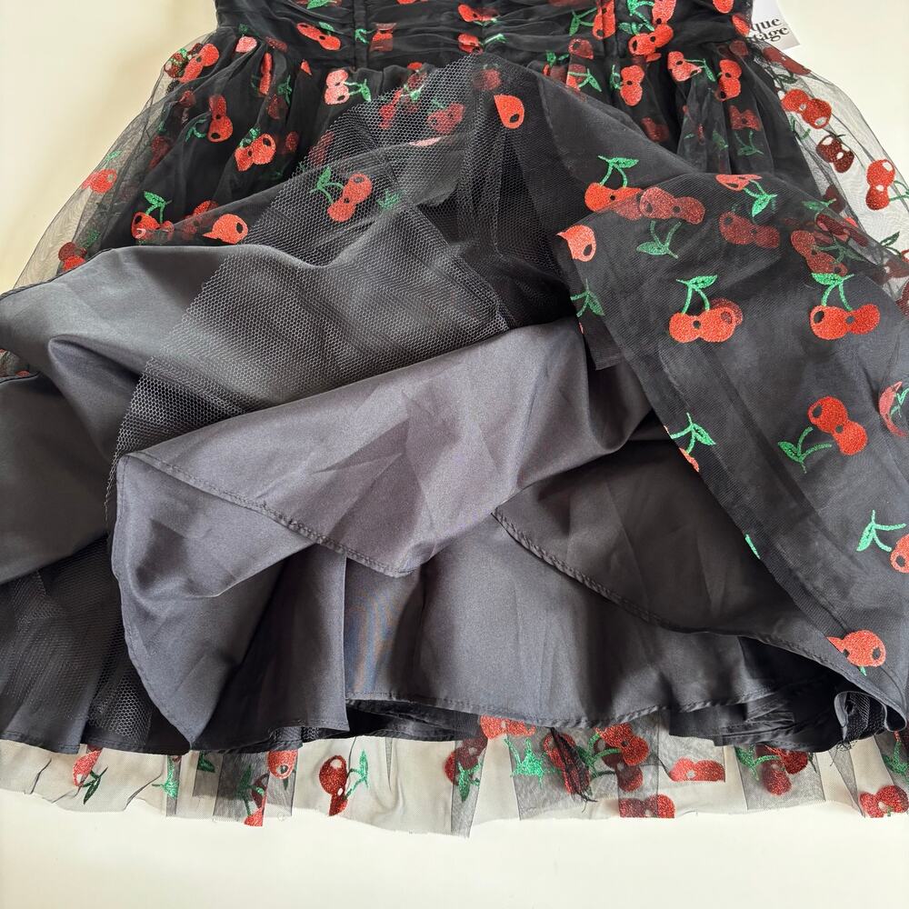 Unique Vintage Heart & Soul Cherry Print Babydoll Dress Women’s Large Rockabilly - Picture 8 of 10